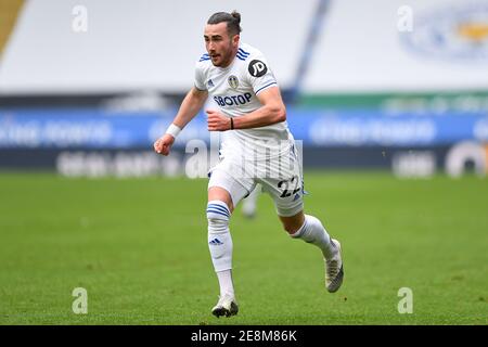 LEICESTER, ENGLAND. 31. JANUAR Jack Harrison von Leeds United in Aktion während des Premier League-Spiels zwischen Leicester City und Leeds United im King Power Stadium, Leicester am Sonntag, 31. Januar 2021. (Kredit: Jon Hobley - MI News) Kredit: MI Nachrichten & Sport /Alamy Live Nachrichten Stockfoto