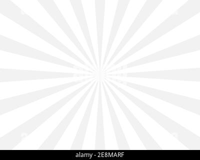 Sonnenlicht Strahlen grau und weiß Farbe Burst Hintergrund. Sonnenstrahl Strahl Sunburst Tapete. Heller Retro-Hintergrund. Vintage grau Poster Vektor Illustration Stock Vektor
