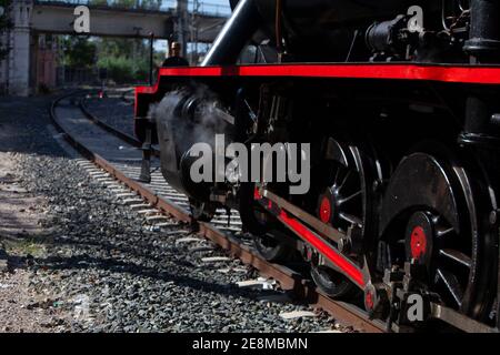 Dampflokomotive namens "Trawberry Train" am Bahnhof Aranjuez Stockfoto