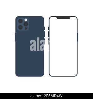 Frame-Telefon mit weißem leeren Bildschirm. Smartphone-Modell. Mobiles Gerät auf weiß isoliert. Stock Vektor