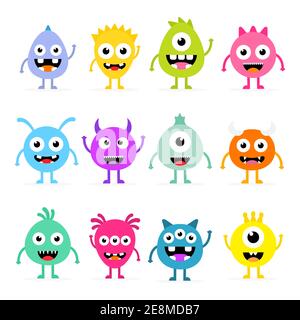 Set von Cartoon niedlichen Monster. Halloween Design Vektor Illustration isoliert auf weißem Hintergrund Stock Vektor