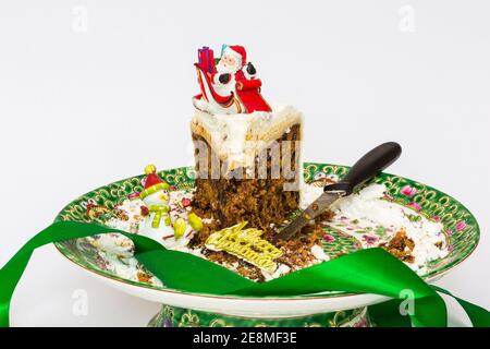 Das letzte Stück Weihnachtskuchen . Stockfoto