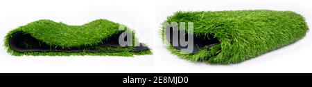 Rollen aus Kunststoff grün Gras Panorama, Bodenmatte für Sportplätze. Stockfoto