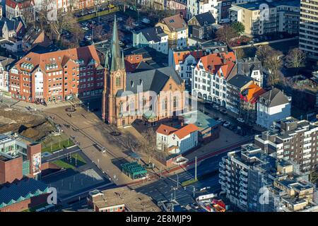 Luftaufnahme, Neubau Baustelle Europagarten, Europaplatz, Kreuzkirche, Herne-Mitte, Herne, Ruhrgebiet, Nordrhein-Westfalen, Deutschland Stockfoto