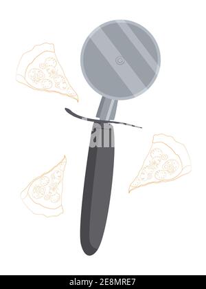 Pizza Messer isoliert auf weißem Hintergrund. Vektorgrafik. Stock Vektor