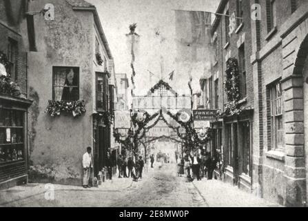 Monnow Street von Agincourt Square in 1883. Stockfoto