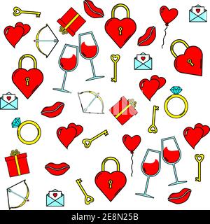 Nahtloses Muster. Valentinstag Ornament Design. Für Einladungen, Postkarten, Geschenkpapier, Taschen Stock Vektor