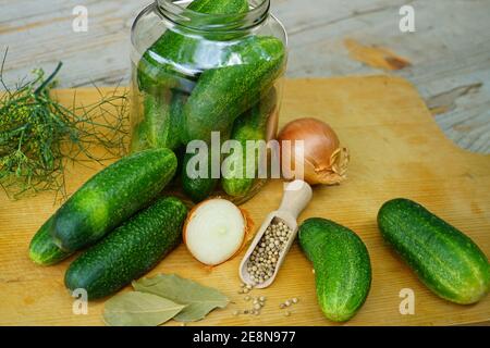Erhaltung der Gurken Stockfoto
