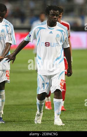 OM's Modeste M'Bami während der französischen Premier League, Olympique Marseille vs Association Sportive Nancy-Lorraine im Velodrome Stadion in Marseille, Frankreich, am 19. August 2007. Das Spiel endete in einem Unentschieden von 2-2. Foto von Stuart Morton/Cameleon/ABACAPRESS.COM Stockfoto