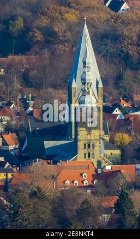 Luftaufnahme, Blick auf die Innenstadt, Altstadt, St. Petri Kirche Alde Kerke, St. Patrokli-Dom, Soest, Soester Börde, Nordrhein-Westfalen, Deutschland, Place o Stockfoto