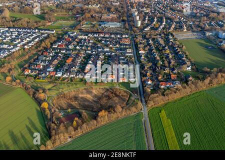 Luftbild, Wohngebiet am Rüenstert, Ardeyweg, Baustellenneubau am AquaFun-Pool, Saunawelt und Badewelt, Soest, Soeste Stockfoto