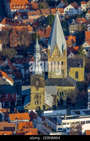 Luftbild, Innenstadtsicht, Altstadt, St. Petri Kirche Alde Kerke, St. Patrokli-Dom, Soest, Soester Börde, Nordrhein-Westfalen, Deutschland, Andachts Stockfoto