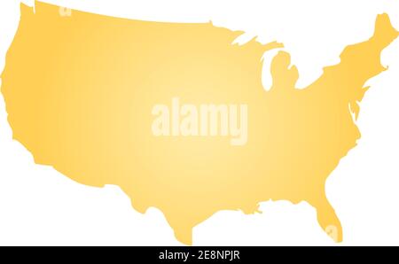 Gelber radialer Gradient Silhouette Karte der Vereinigten Staaten von Amerika, USA. Vektorgrafik. Stock Vektor