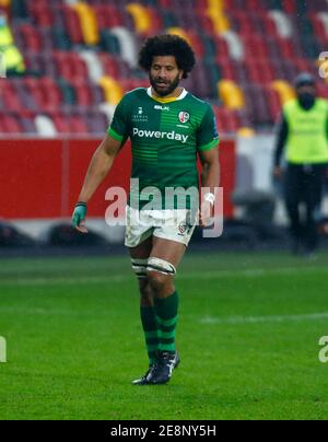 BRENTFORD, ENGLAND - JANUAR 31: Steve Mafi von London Irish während der Gallagher Premiership zwischen London Irish und Newcastle Flacons im Brentford Community Stadium, Brentford, UK am 31. Januar 2021 Credit: Action Foto Sport/Alamy Live News Stockfoto