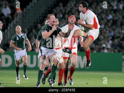 Georgiens Schleuse Mamuka Gorgodze während der IRB Rugby World Cup 2007, Pool D, Irland gegen Georgien im Chaban Delmas Stadium in Bordeaux, Frankreich am 15. September 2007. Foto von Nicolas Gouhier/Cameleon/ABACAPRESS.COM Stockfoto