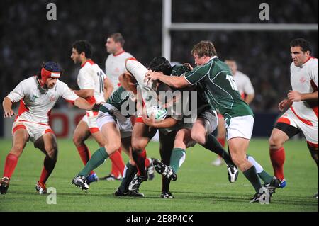 Georgiens Schleuse Mamuka Gorgodze während der IRB Rugby World Cup 2007, Pool D, Irland gegen Georgien im Chaban Delmas Stadium in Bordeaux, Frankreich am 15. September 2007. Foto von Nicolas Gouhier/Cameleon/ABACAPRESS.COM Stockfoto