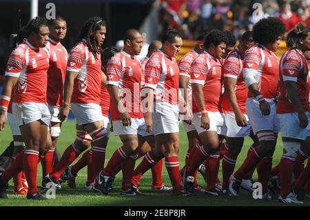 Tonga's Team während der IRB Rugby World Cup 2007, Pool A, Südafrika gegen Tonga im Bollaert-Stadion in Lens, Frankreich am 22. September 2007. Foto von Christophe Guibbaud/Cameleon/ABACAPRESS.COM Stockfoto