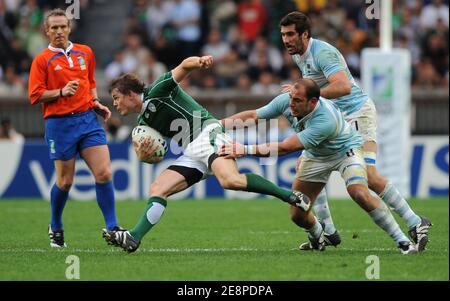 Irlands Brian O'Driscoll während der IRB Rugby World Cup 2007, Pool D, Irland gegen Argentinien beim Parxc des Princes in Paris, Frankreich am 30. September 2007. Argentinien gewann 30-15. Foto von Christophe Guibbaud/Cameleon/ABACAPRESS.COM Stockfoto