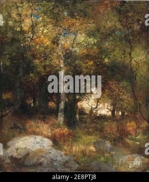 Autumn Woods (Yosemite Landscape) von Thomas Moran. Stockfoto