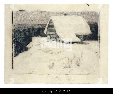 Mikalojus Konstantinas Ciurlionis - Schneebedeckte Hütte (Winter) - 1905. Stockfoto