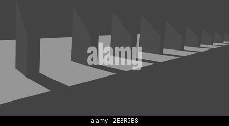 Abstrakter Architekturhintergrund, leerer Betoninnenraum. 3d-Illustration. Stockfoto