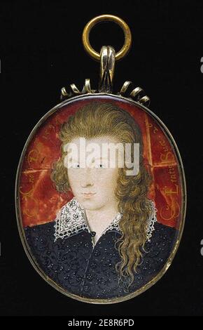 Miniatur von Henry Wriothesley, 3. Earl of Southampton, 1594. Stockfoto