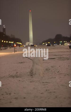 Washington, DC, USA. Januar 2021. Blick auf Washington, DC zu Beginn eines großen Nor'oster-Wintersturms, der die östlichen Vereinigten Staaten für die nächsten zwei Tage am 31. Januar 2021 traf. Kredit: Mpi34/Media Punch/Alamy Live Nachrichten Stockfoto