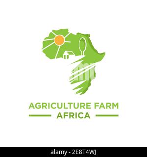afrika-Logo Farmdesign. Landwirtschaft Landwirtschaft Karte afrika Stock Vektor