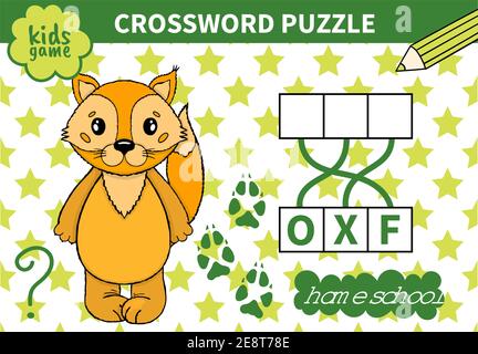 Kinder Bord Tier Spiel Kreuzworträtsel für Vorschulkinder und Grundschüler worksheets.Page lesen und für Kinder Bildungsbuch entsprechen. Stock Vektor