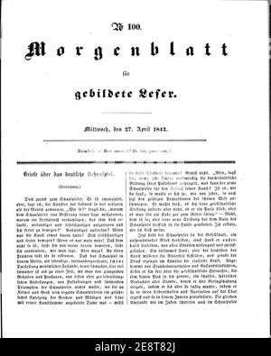 Morgenblatt für gebildete Leser 1842 397. Stockfoto