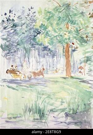 Morisot - Carriage-in-the-bois-de-boulogne. Stockfoto