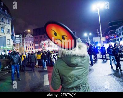 Breslau, Polen, 29. Januar 2021 - spontaner Protest gegen das Gesetz gegen Abtreibung, das von der polnischen Regierung AIS gezwungen wurde Stockfoto