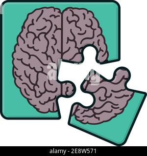 Puzzle mit Gehirn Bild isoliert Vektor-Illustration für Alzheimers Tag am 21. September. Verlust des Speicherkonzepts Stock Vektor