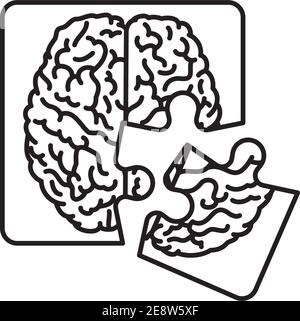 Puzzle mit Gehirn Bild Vektor Illustration für Alzheimers Tag am 21. September. Verlust des Speicherkonzepts Stock Vektor