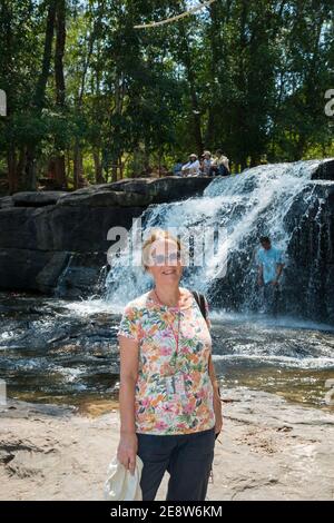 Wasserfall im Phnom Kulen Nationalpark in der Provinz Siem Reap, Kambodscha. Stockfoto