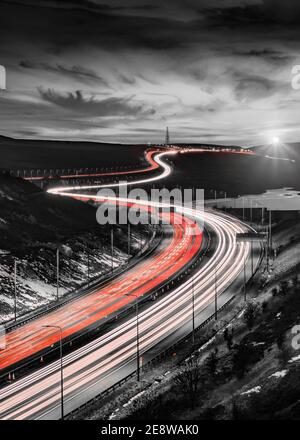 Scammonden Bridge M62 Light Trails Stockfoto