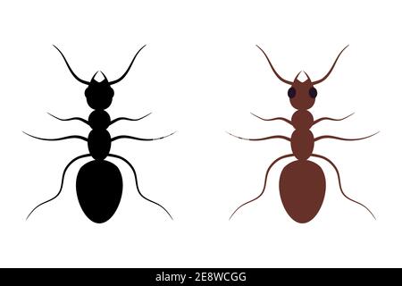 Ant. Silhouette. Illustrationen auf weißem, isoliertem Hintergrund. Stock Vektor