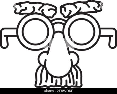 Groucho Gläser Spaß Maske Vektor Linie Symbol für Festival of Neueste Neuheiten am 24. September Stock Vektor