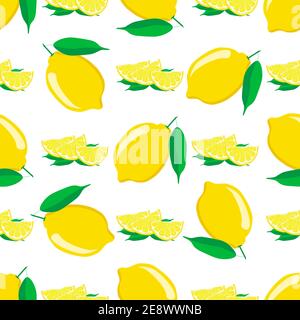 Illustration zum Thema große farbige nahtlose gelbe Zitrone, helle Obst-Muster für Dichtung. Fruchtmuster bestehend aus schönen nahtlosen Wiederholung Zitrone. S Stock Vektor