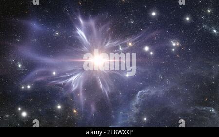 Supernova, massive Sternexplosion. Space Hintergrund, 3D-Illustration Stockfoto