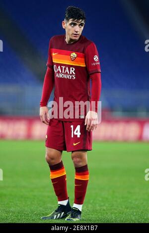 Gonzalo Villar von Roma reagiert während der italienischen Meisterschaft Serie A Fußballspiel zwischen AS Roma und Hellas Verona am 31. Januar 2021 im Stadio Olimpico in Rom, Italien - Foto Federico Proietti / DPPI / LiveMedia Stockfoto