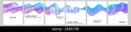 Satz von Vektor-Cover Notebook-Design. Abstract minimal Waves Gradient Template Design für Notizbuch Papier, Copybook Broschüren, Buch, Magazin. Planer Stock Vektor