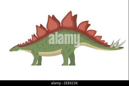 Stegosaurus Dinosaurier. Vektor-Illustration eines prähistorischen Dinosaurier stegosaurus isoliert auf einem weißen Hintergrund. Seitenansicht, Profil. Stock Vektor