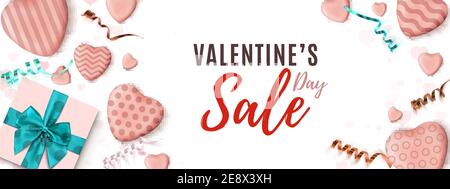 Valentinstag Verkauf horizontal Banner. Abstract Minimalismus Wedsite Header Design. Stock Vektor