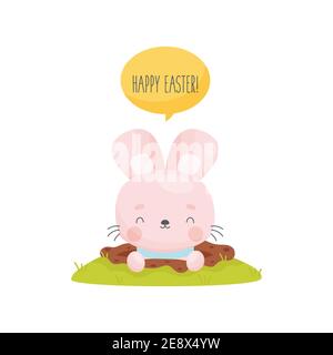 Cute Cartoon Ostern Hase suchen aus dem Loch. Vektorgrafik. Stock Vektor