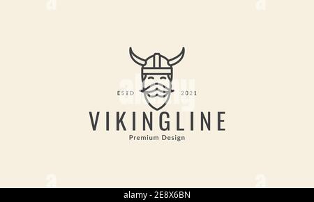 Niedlichen Kopf viking Linie Logo Symbol Symbol Vektor Grafik-Design Abbildung Stock Vektor