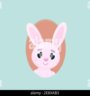 Ostern niedlichen Hasen im Osterei isoliert Vektor-Illustrationen Auf blauem Hintergrund Stock Vektor