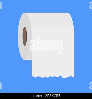 Symbol für Toilettenpapierrollen-Spülung. Vector Toilettenpapier Tissueisoliertes Handtuch Flachband Stock Vektor