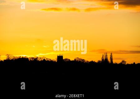 Sonnenuntergang über Lincolnshire Stockfoto