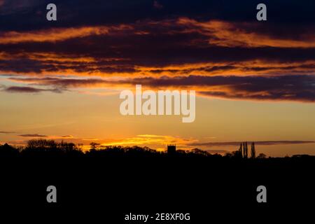 Sonnenuntergang über Lincolnshire Stockfoto